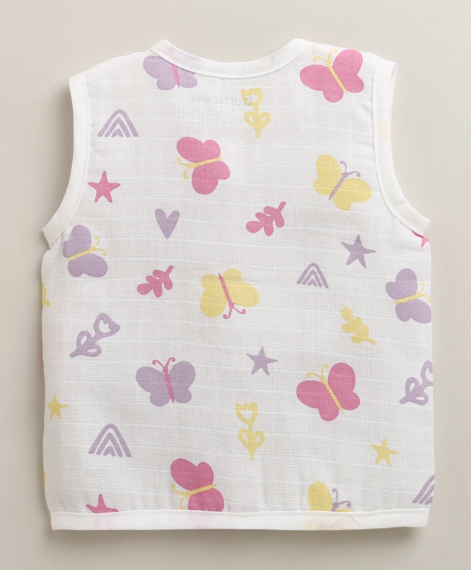 Girls Sleeveless Pure Cotton Muslin Jabla White & Pink Pack of 3