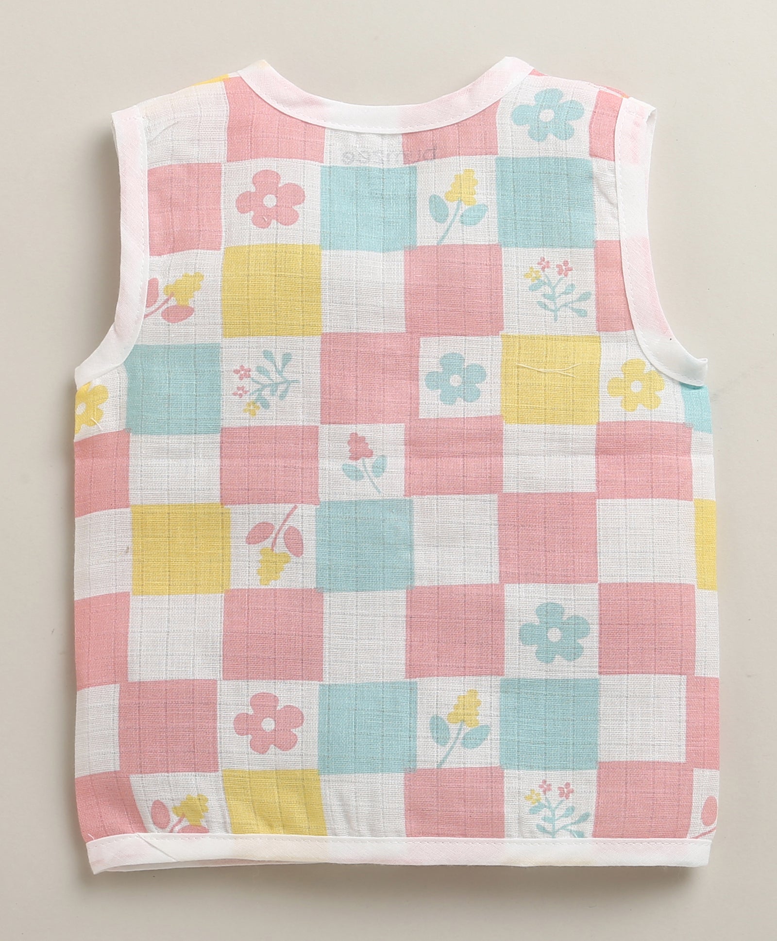 Girls Sleeveless Pure Cotton Muslin Jabla White & Pink Pack of 3