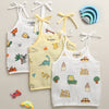 Boys Sleeveless Pure Cotton Muslin Knot Jabla White & Yellow Pack of 3
