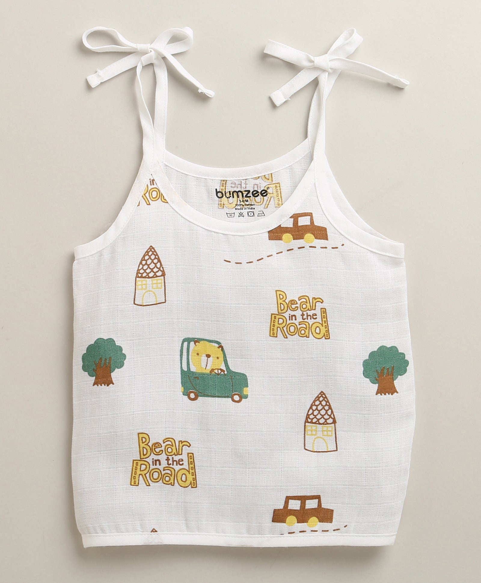 Boys Sleeveless Pure Cotton Muslin Knot Jabla White & Yellow Pack of 3