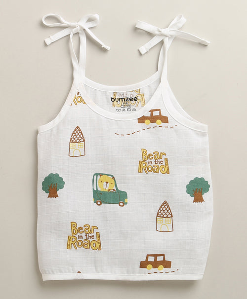 Boys Sleeveless Pure Cotton Muslin Knot Jabla White & Yellow Pack of 3
