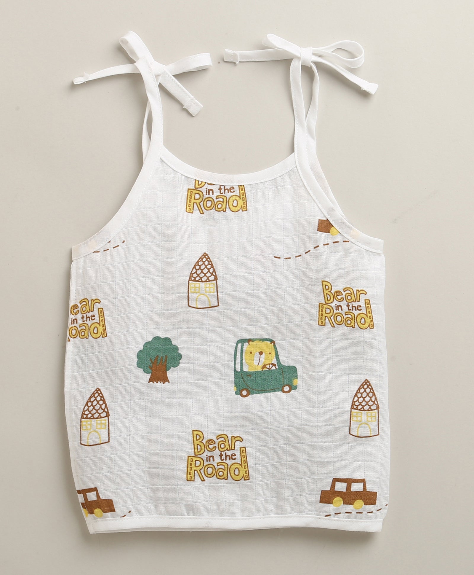 Boys Sleeveless Pure Cotton Muslin Knot Jabla White & Yellow Pack of 3