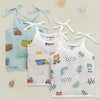 Boys Sleeveless Pure Cotton Muslin Knot Jabla Blue & White Pack of 3