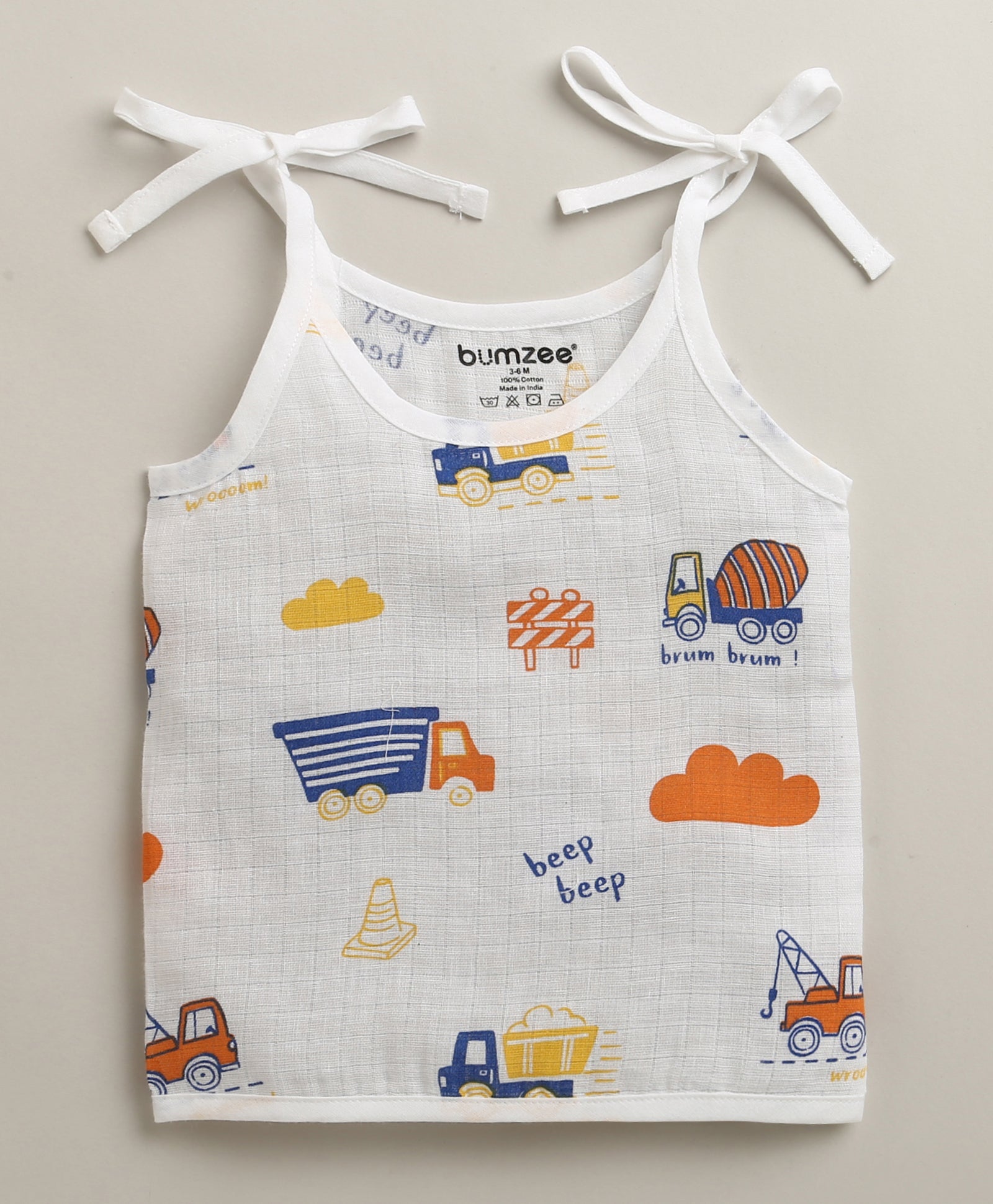 Boys Sleeveless Pure Cotton Muslin Knot Jabla Blue & White Pack of 3
