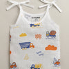 Boys Sleeveless Pure Cotton Muslin Knot Jabla Blue & White Pack of 3