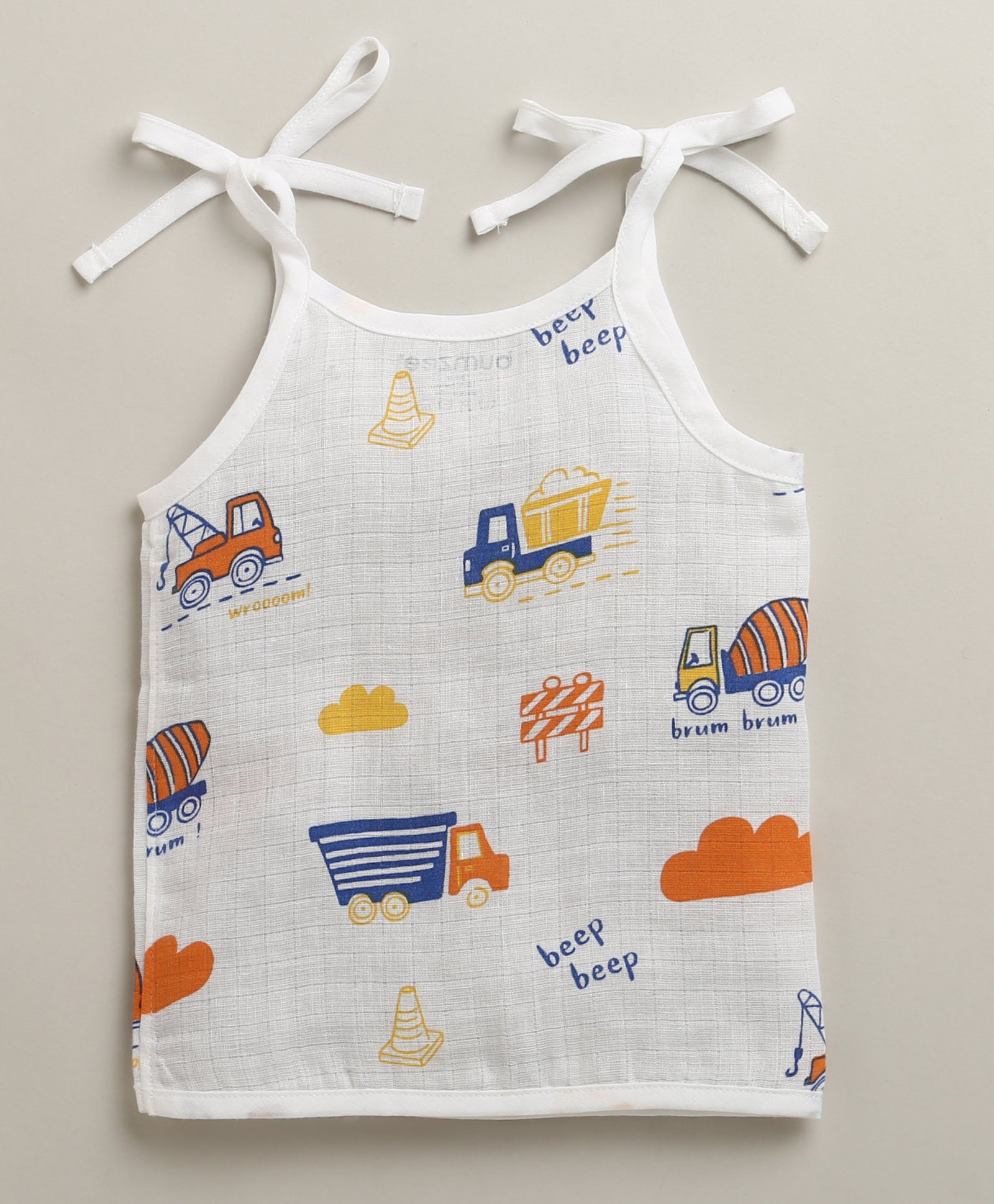 Boys Sleeveless Pure Cotton Muslin Knot Jabla Blue & White Pack of 3