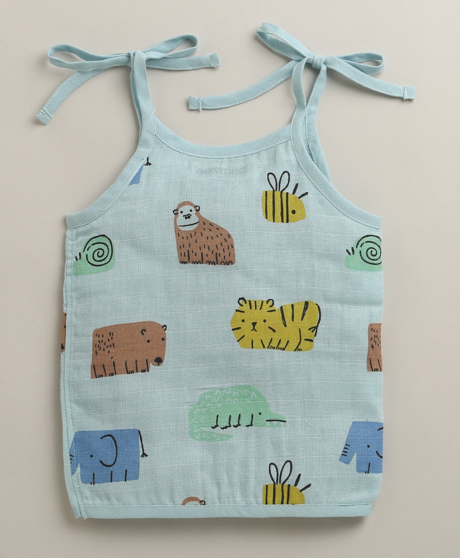 Boys Sleeveless Pure Cotton Muslin Knot Jabla Blue & White Pack of 3