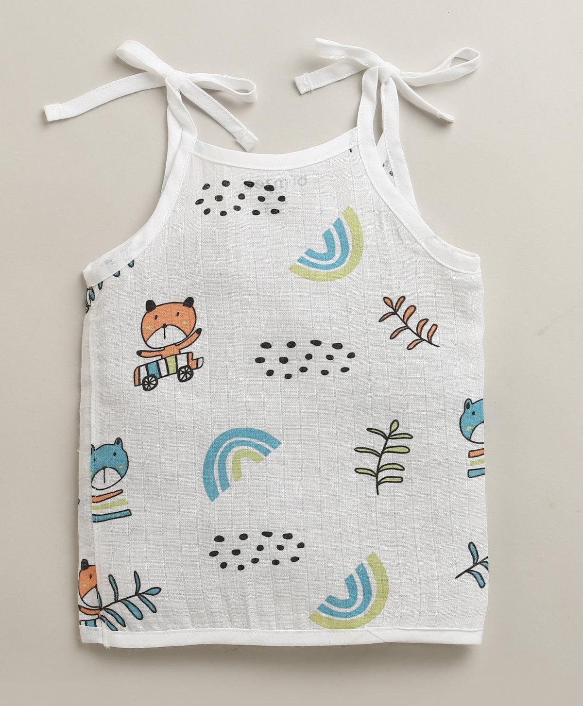 Bumzee Blue & White Animal Print Muslin Jabla, Pack of 3, Sleeveless (Style Peb11527)