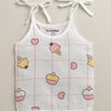 Girls Sleeveless Pure Cotton Muslin Knot Jabla White & Green Pack of 3