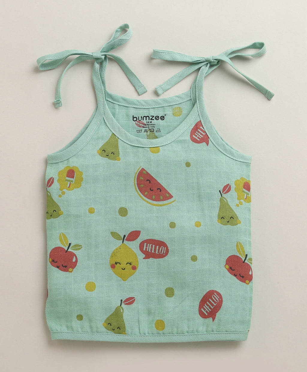 Bumzee White & Green Graphic Print Muslin Jabla, Pack of 3, Sleeveless (Style Peb11528)