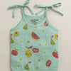 Girls Sleeveless Pure Cotton Muslin Knot Jabla White & Green Pack of 3