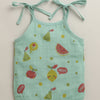 Girls Sleeveless Pure Cotton Muslin Knot Jabla White & Green Pack of 3
