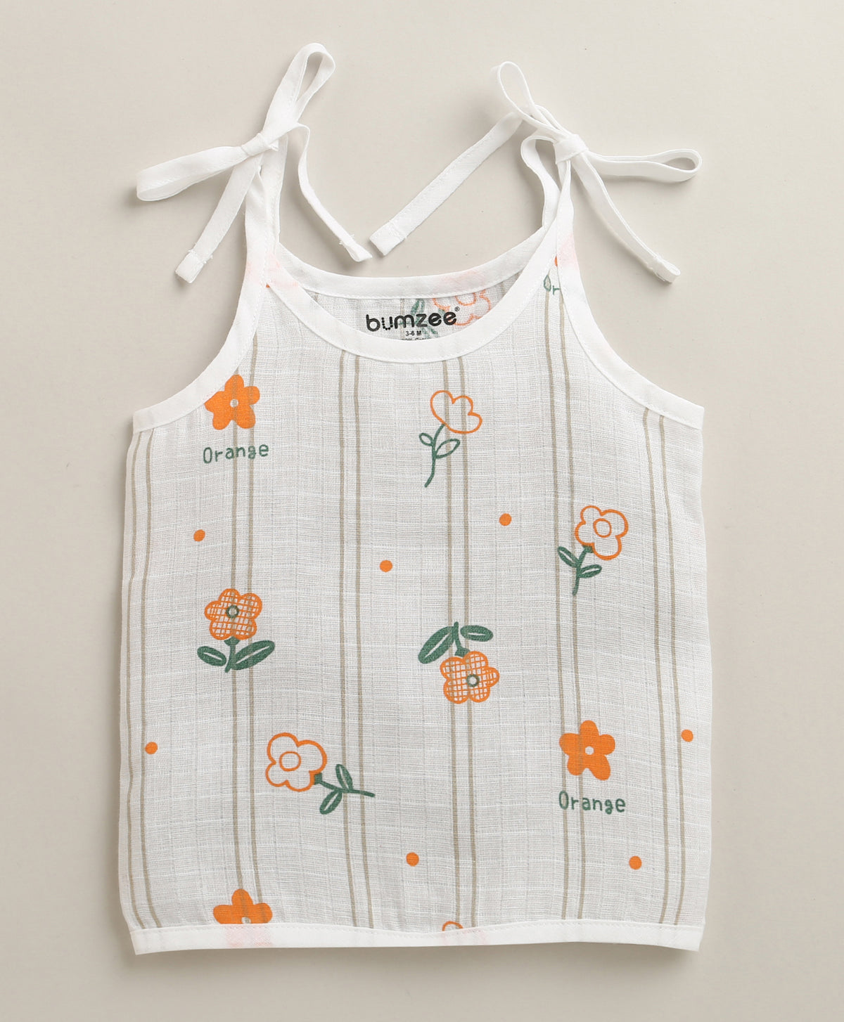 Bumzee White & Green Graphic Print Muslin Jabla, Pack of 3, Sleeveless (Style Peb11528)
