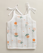 Bumzee White & Green Graphic Print Muslin Jabla, Pack of 3, Sleeveless (Style Peb11528)