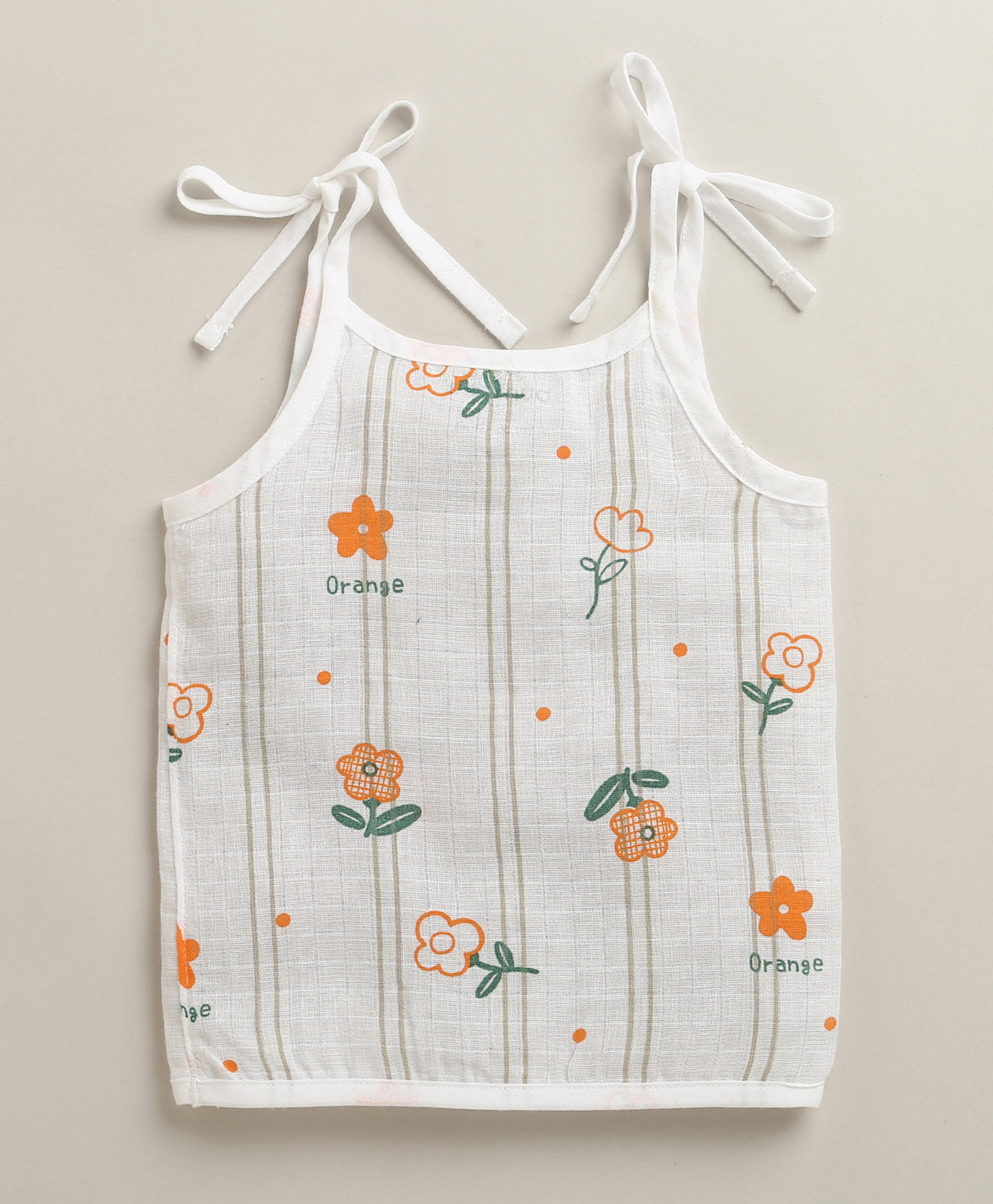 Bumzee White & Green Graphic Print Muslin Jabla, Pack of 3, Sleeveless (Style Peb11528)