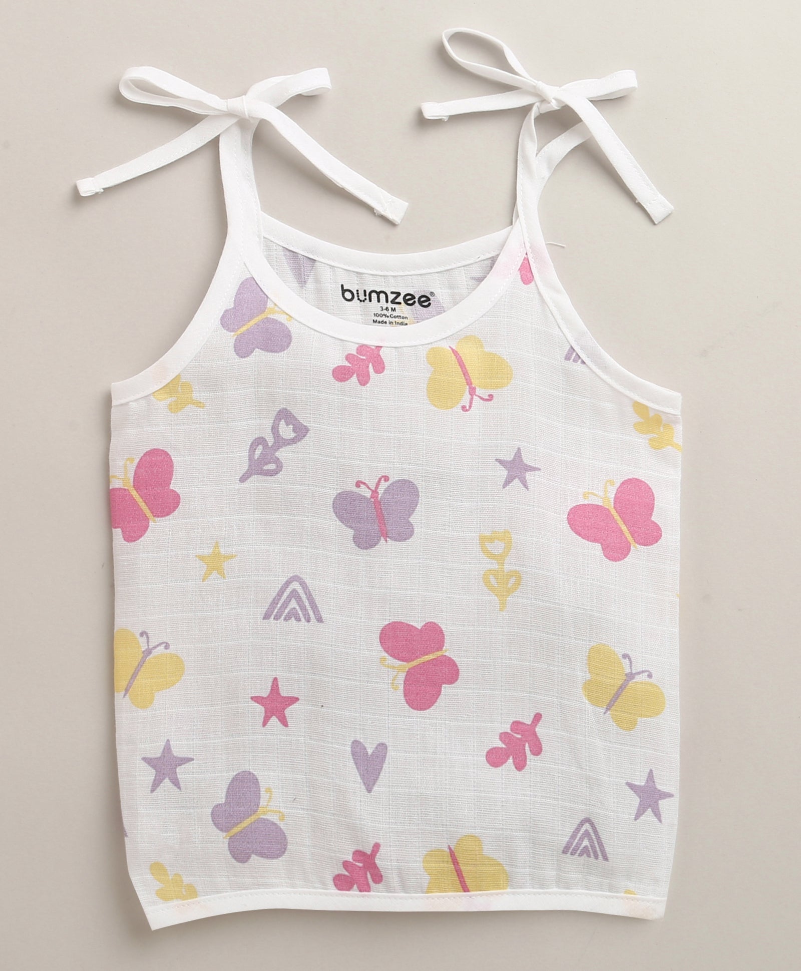 Girls Sleeveless Pure Cotton Muslin Knot Jabla Pink & White Pack of 3
