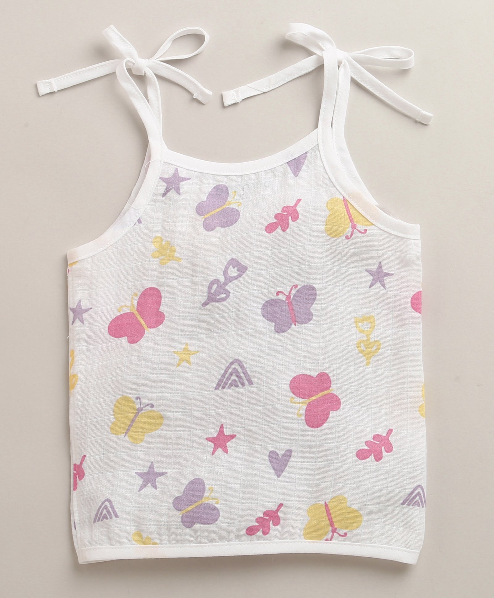 Girls Sleeveless Pure Cotton Muslin Knot Jabla Pink & White Pack of 3
