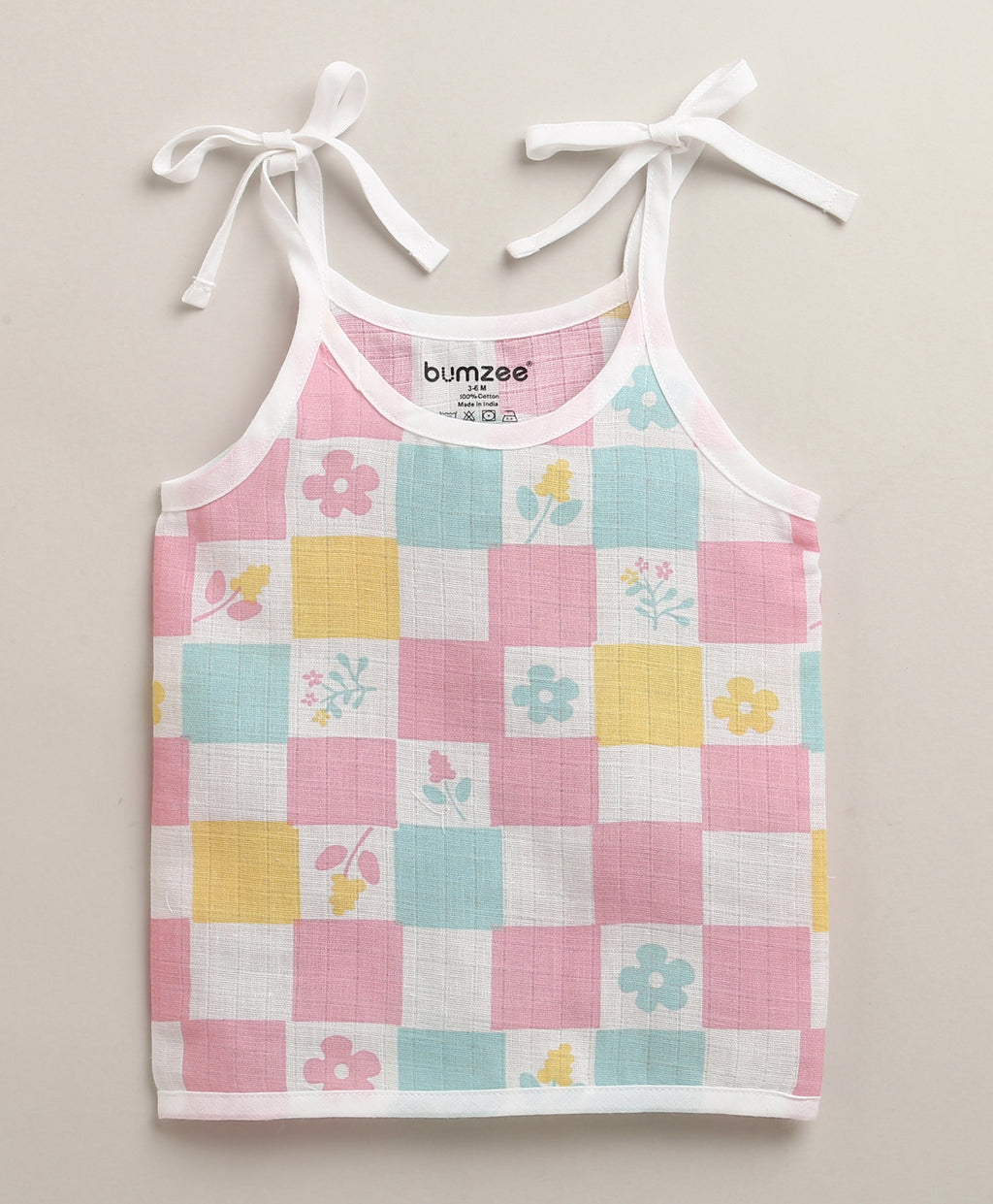 Bumzee Pink & White Animal Print Muslin Jabla, Pack of 3, Sleeveless
