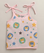 Bumzee Pink & White Animal Print Muslin Jabla, Pack of 3, Sleeveless
