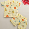 Yellow Baby Boys Half Sleeves Pure Cotton Muslin Jabla & Short Set
