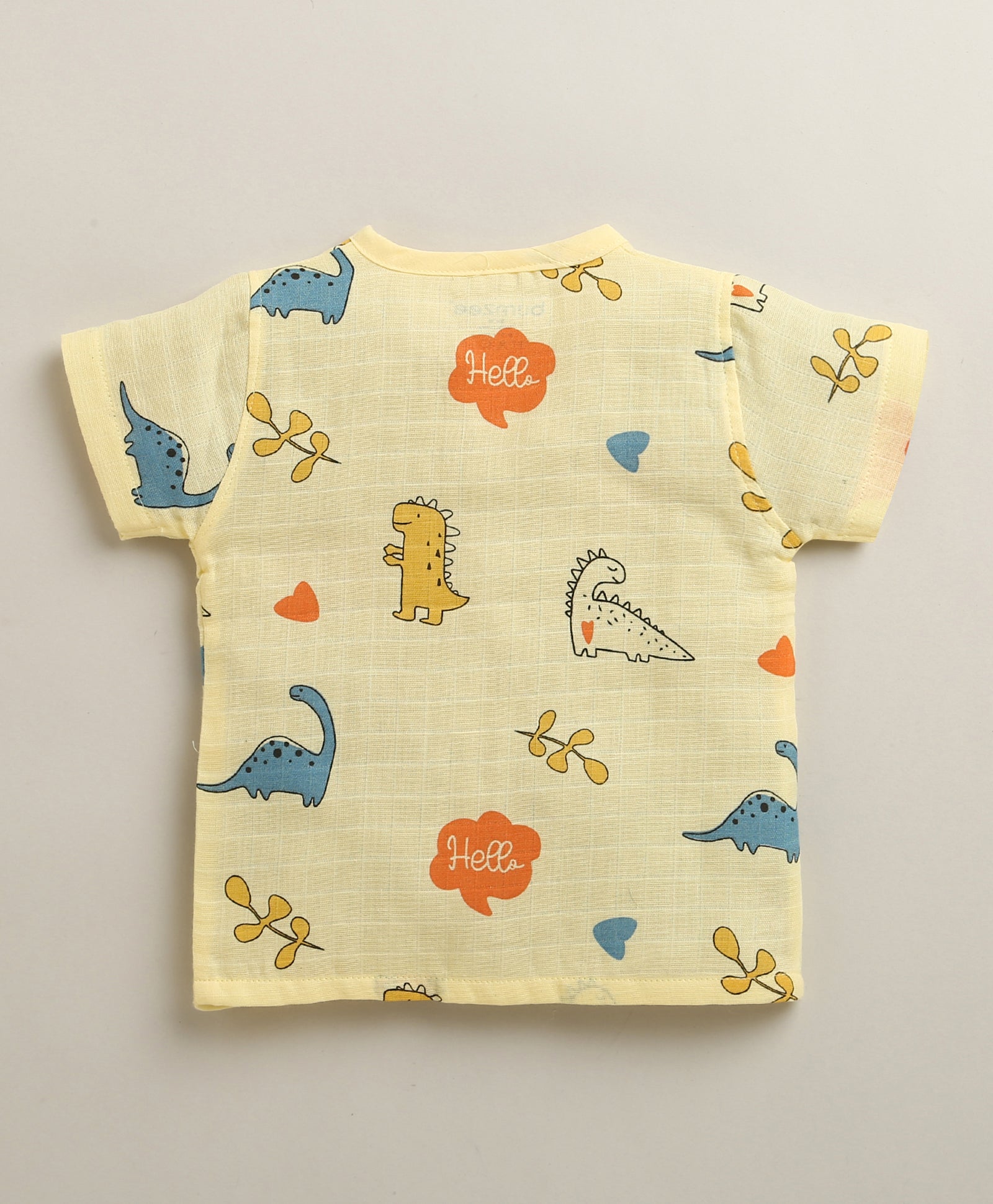 Yellow Baby Boys Half Sleeves Pure Cotton Muslin Jabla & Short Set