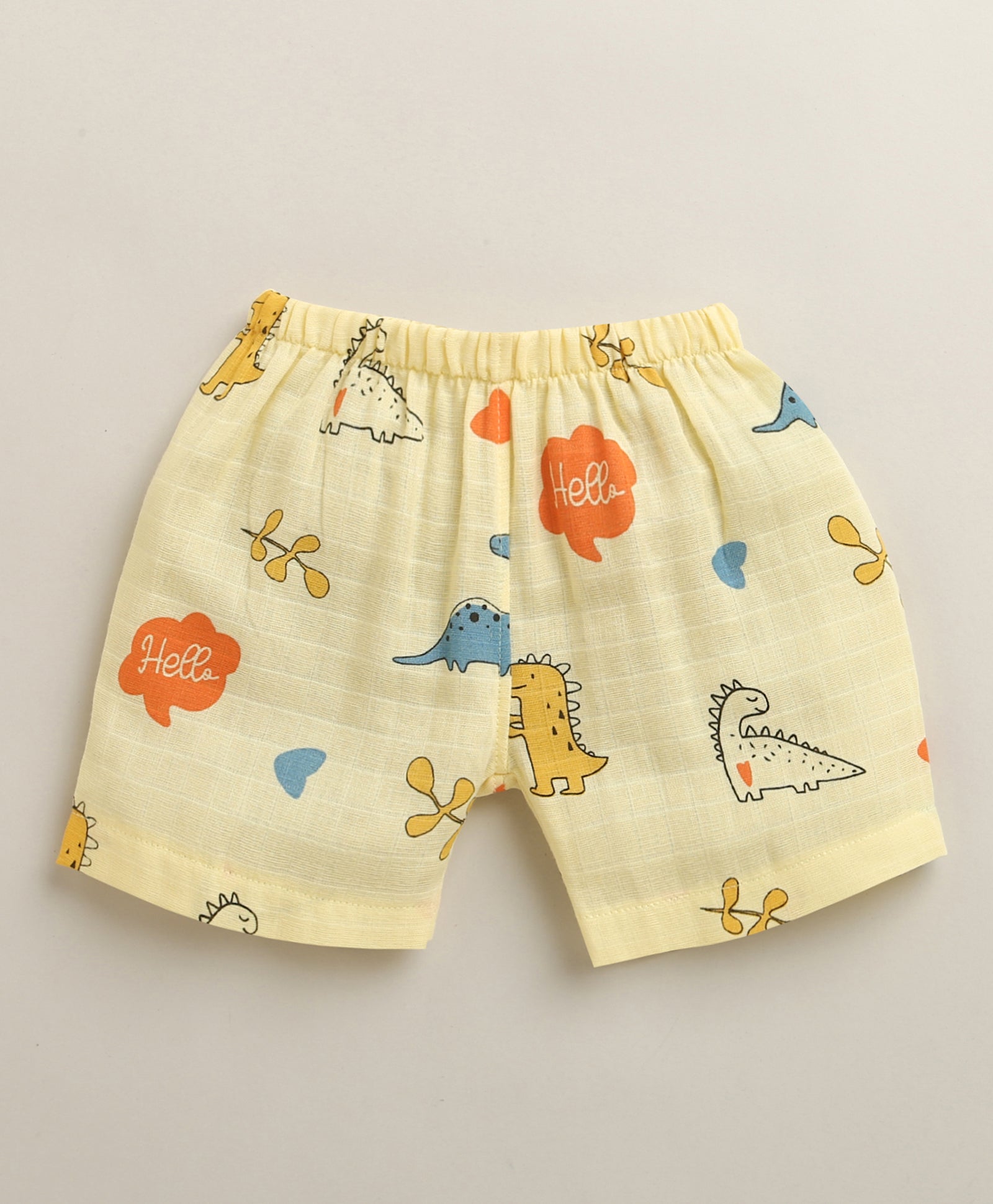 Yellow Baby Boys Half Sleeves Pure Cotton Muslin Jabla & Short Set