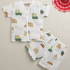 White Baby Boys Half Sleeves Pure Cotton Muslin Jabla & Short Set