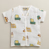 White Baby Boys Half Sleeves Pure Cotton Muslin Jabla & Short Set