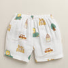 White Baby Boys Half Sleeves Pure Cotton Muslin Jabla & Short Set