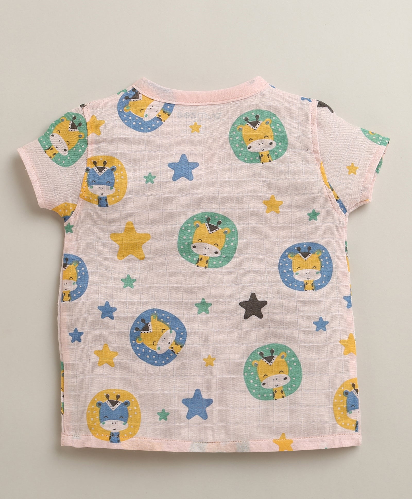 Pink Baby Girls Half Sleeves Pure Cotton Muslin Jabla & Short Set