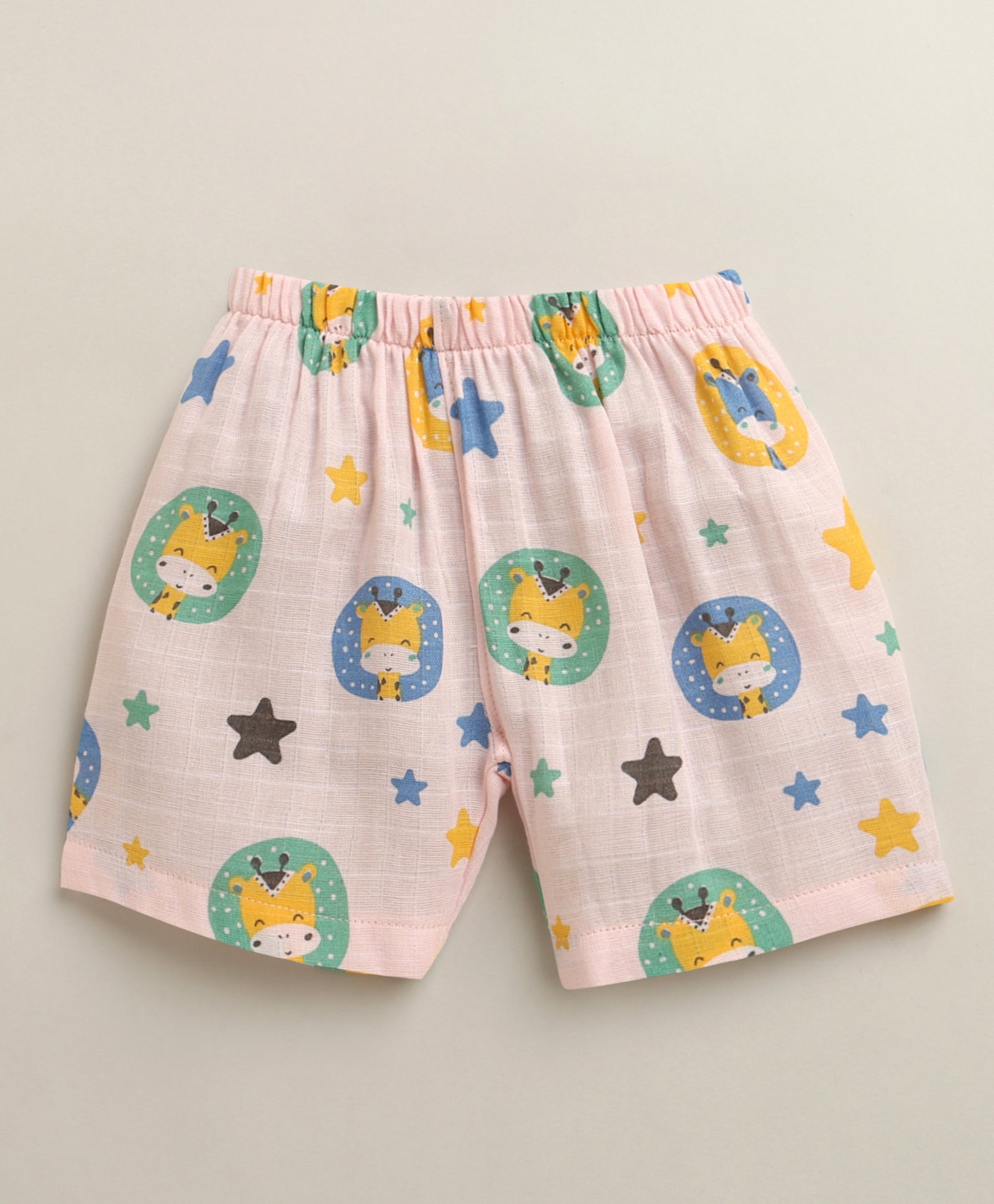 Pink Baby Girls Half Sleeves Pure Cotton Muslin Jabla & Short Set