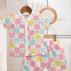 Multi Baby Girls Half Sleeves Pure Cotton Muslin Jabla & Short Set