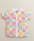 Bumzee Multi Floral Print Muslin Jabla & Short Set, Half Sleeves, Cotton Muslin