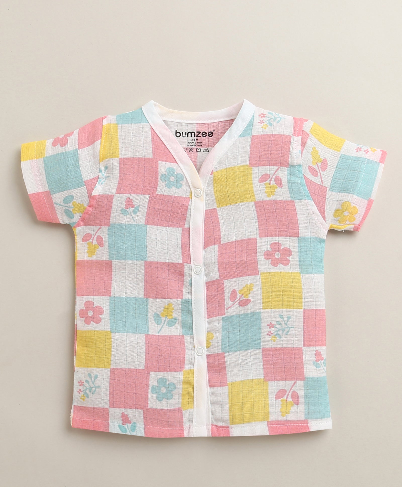 Multi Baby Girls Half Sleeves Pure Cotton Muslin Jabla & Short Set