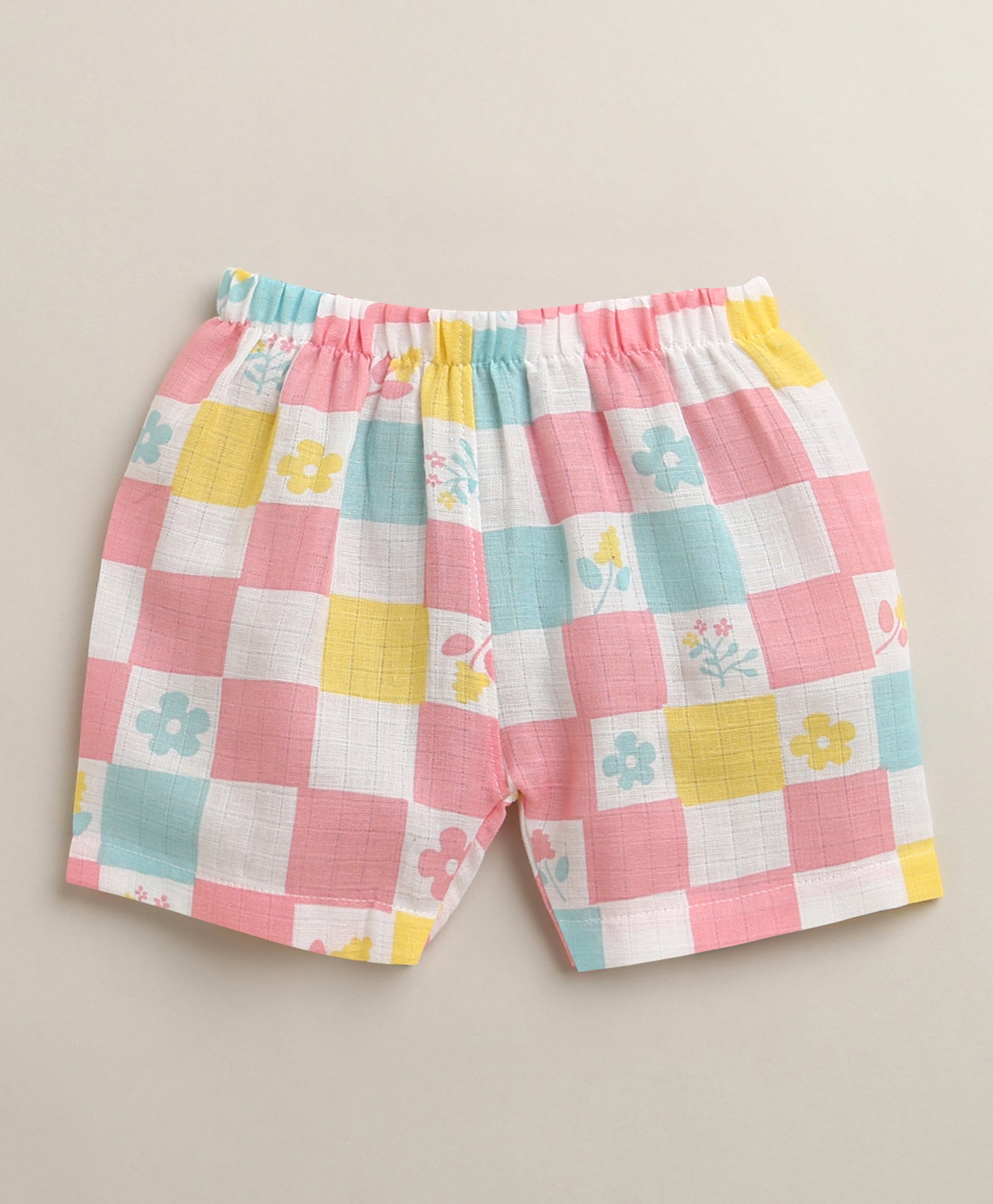 Multi Baby Girls Half Sleeves Pure Cotton Muslin Jabla & Short Set