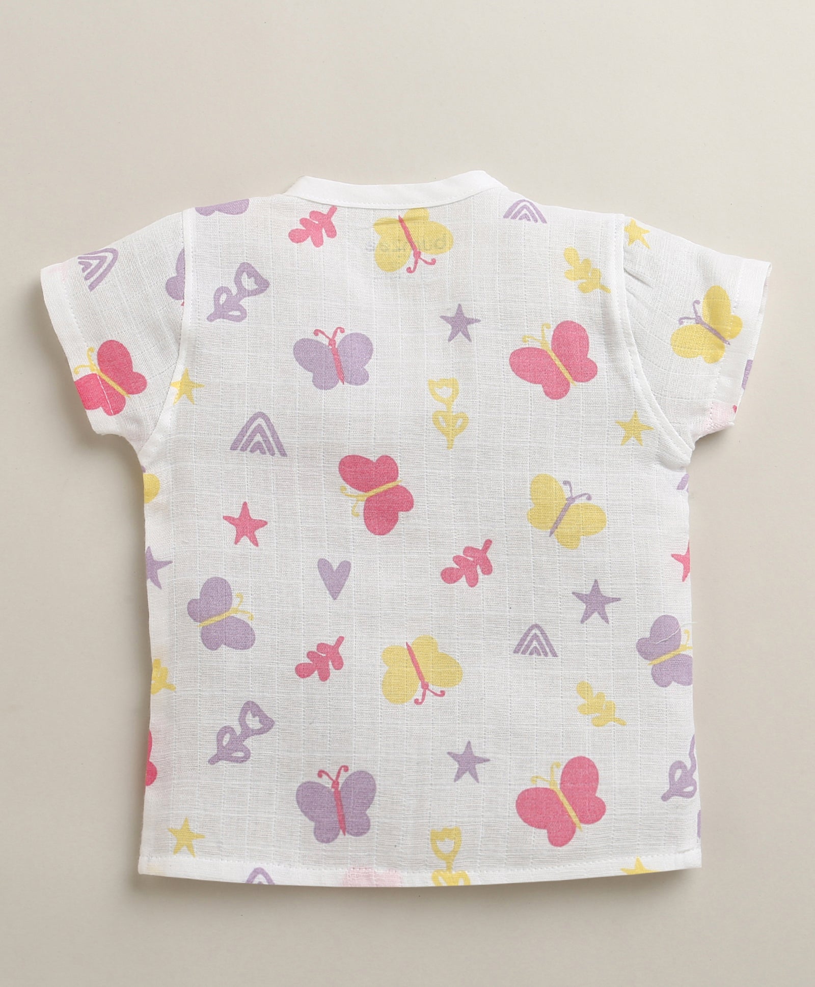 White Baby Girls Half Sleeves Pure Cotton Muslin Jabla & Short Set