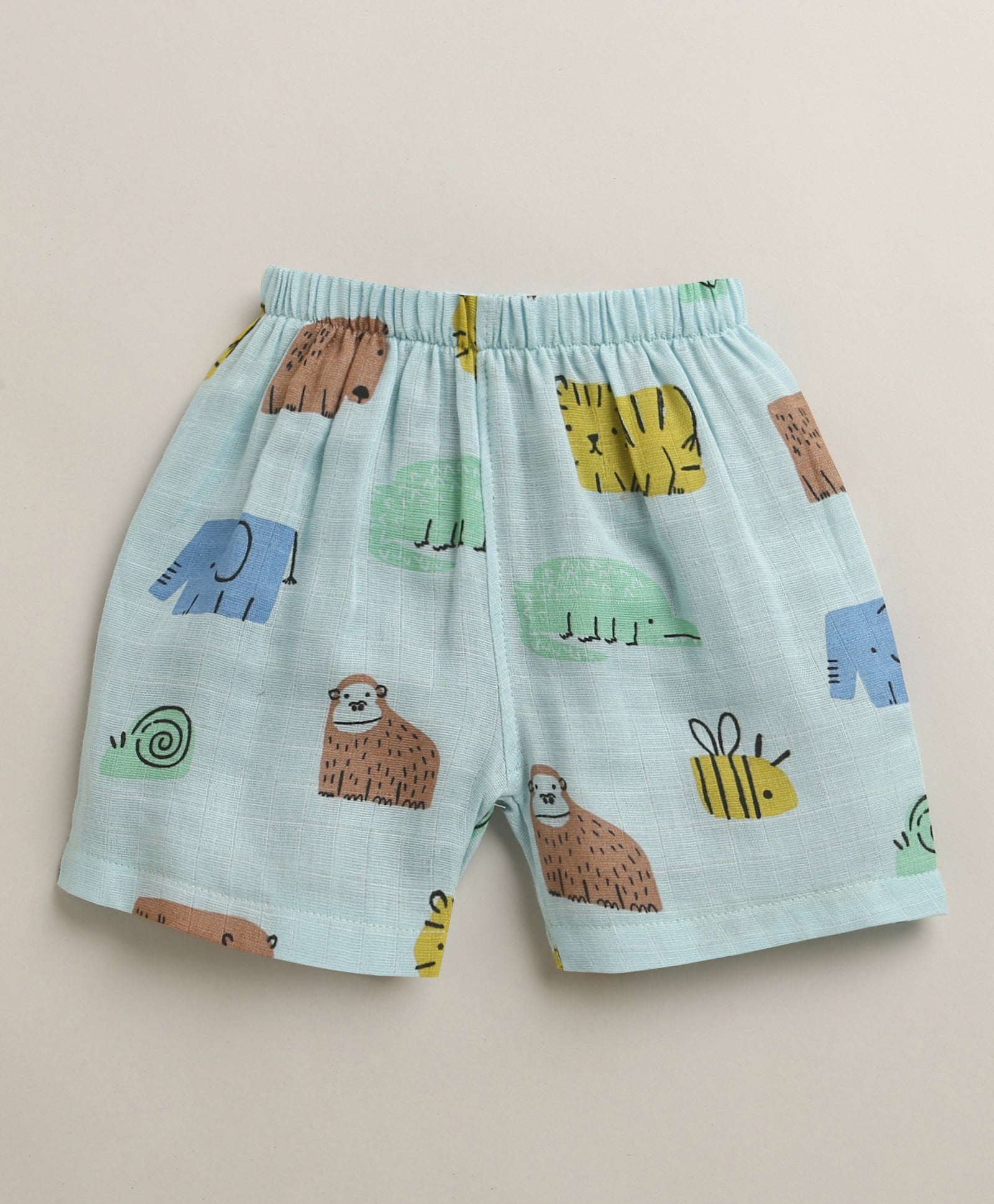 Blue Baby Boys Sleeveless Pure Cotton Muslin Jabla & Short Set