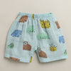 Blue Baby Boys Sleeveless Pure Cotton Muslin Jabla & Short Set
