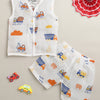 White Baby Boys Sleeveless Pure Cotton Muslin Jabla & Short Set
