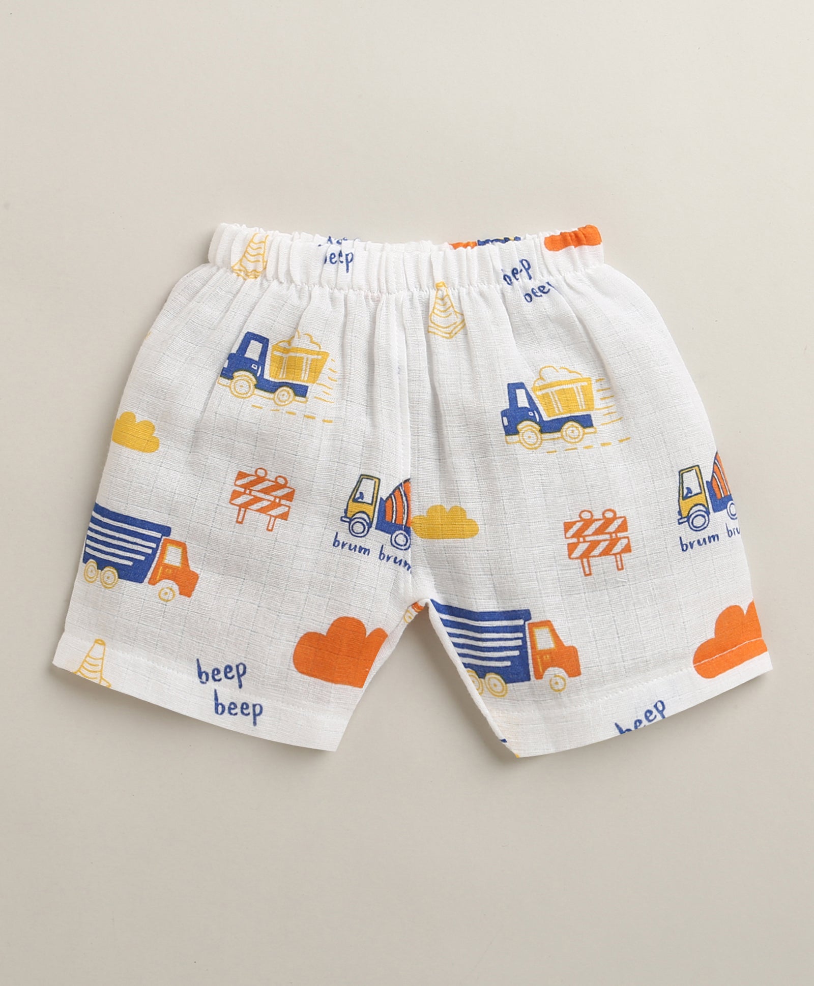 White Baby Boys Sleeveless Pure Cotton Muslin Jabla & Short Set