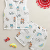 White Baby Boys Sleeveless Pure Cotton Muslin Jabla & Short Set