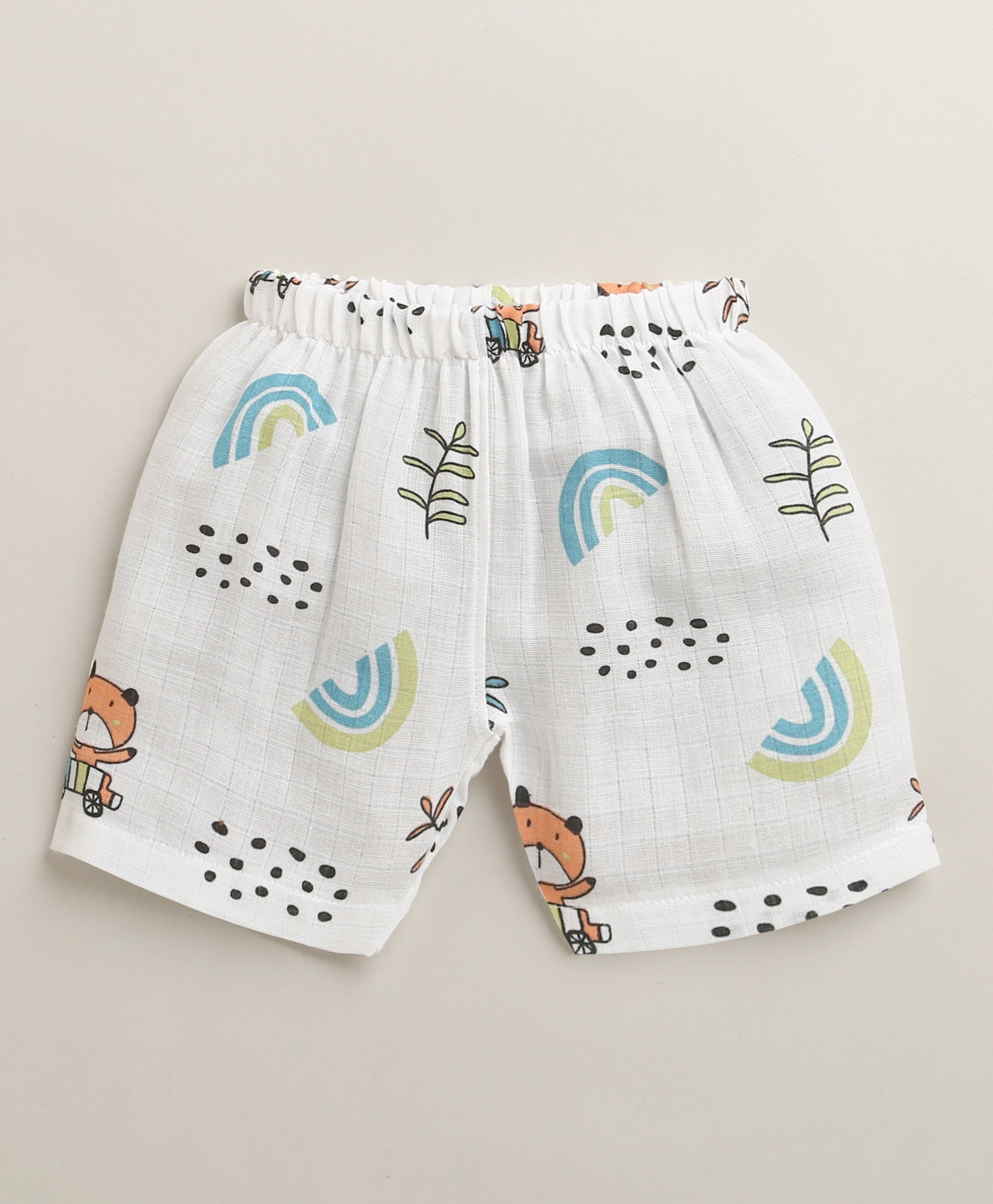 White Baby Boys Sleeveless Pure Cotton Muslin Jabla & Short Set