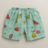 Green Baby Girls Sleeveless Pure Cotton Muslin Jabla & Short Set