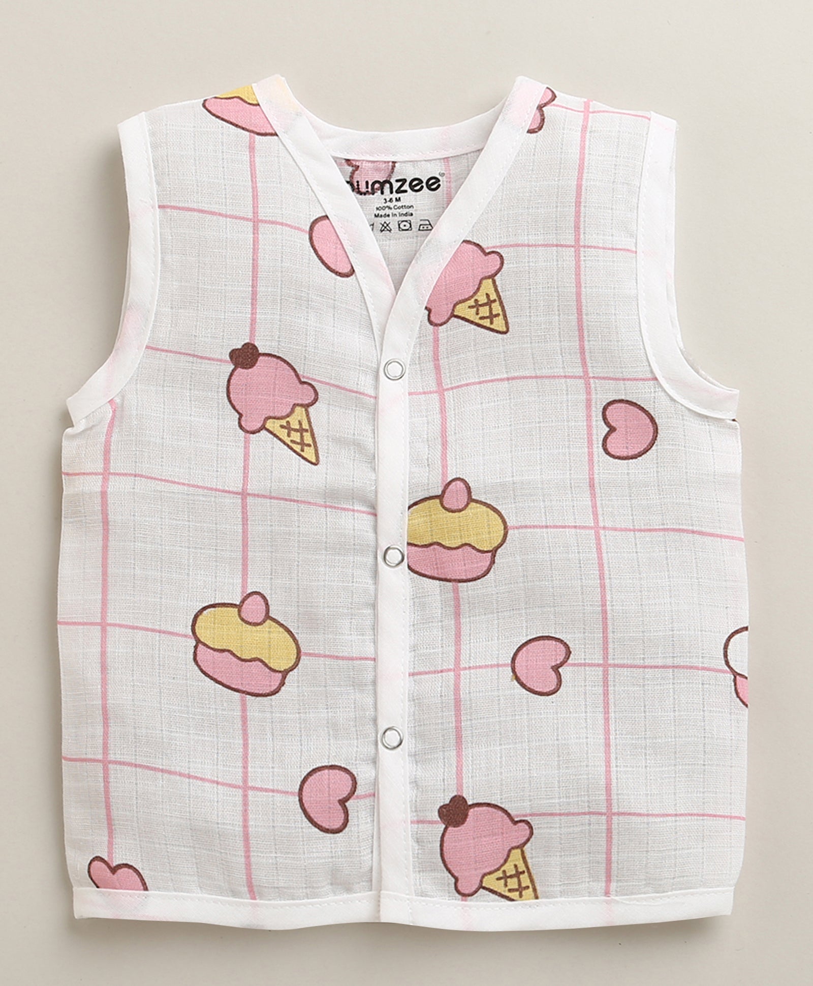 White Baby Girls Sleeveless Pure Cotton Muslin Jabla & Short Set