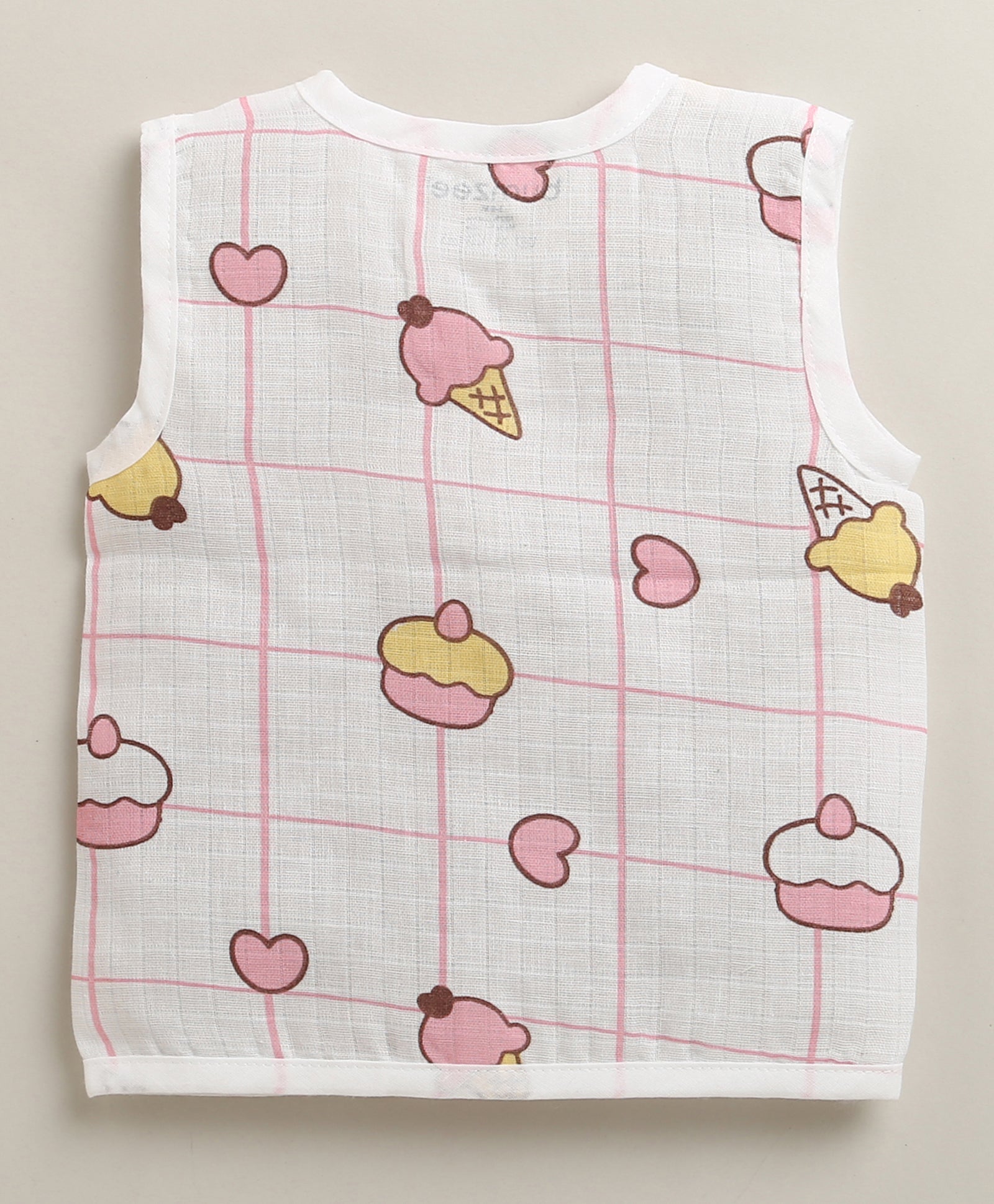 White Baby Girls Sleeveless Pure Cotton Muslin Jabla & Short Set