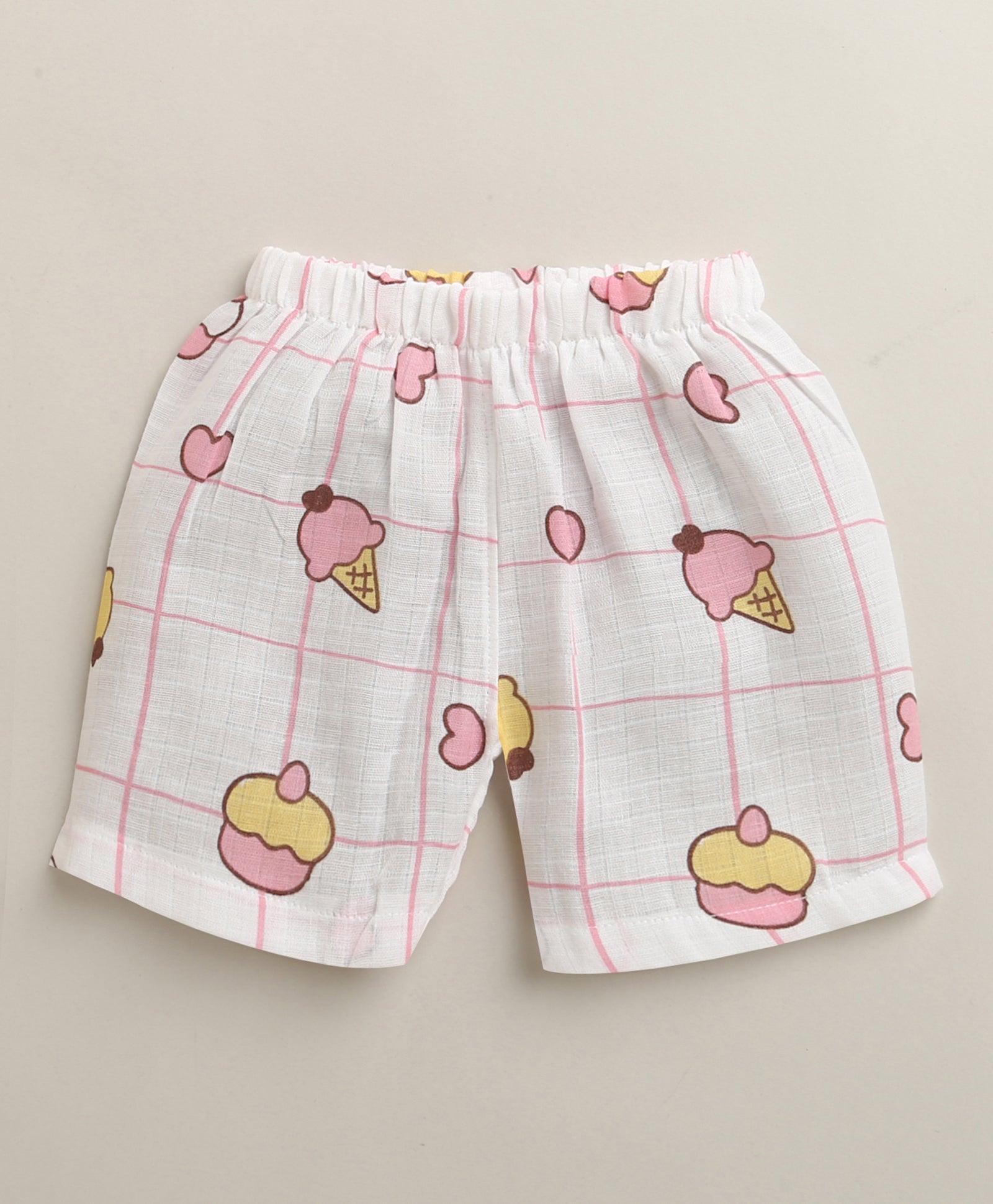 White Baby Girls Sleeveless Pure Cotton Muslin Jabla & Short Set