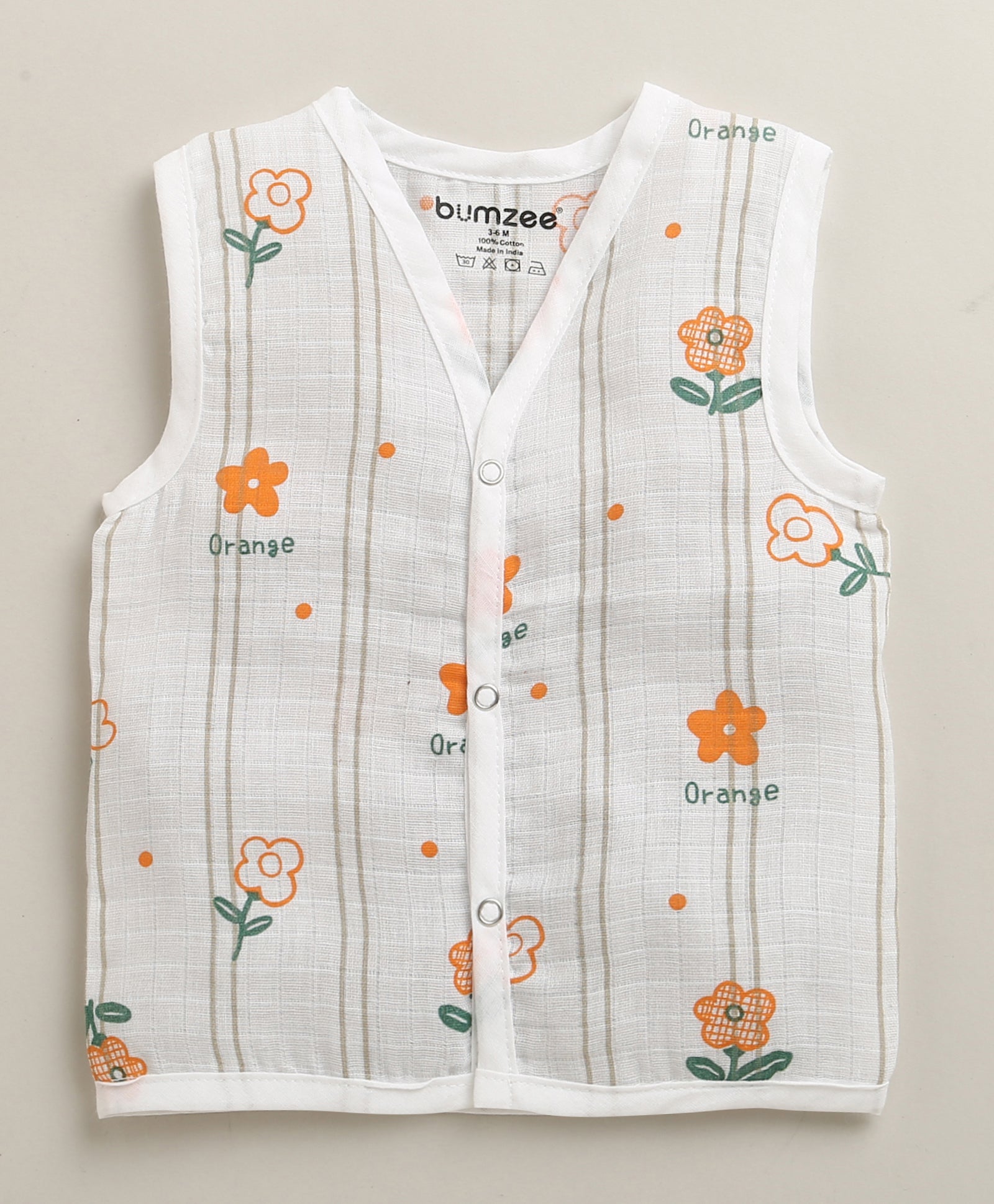 White Baby Girls Sleeveless Pure Cotton Muslin Jabla & Short Set