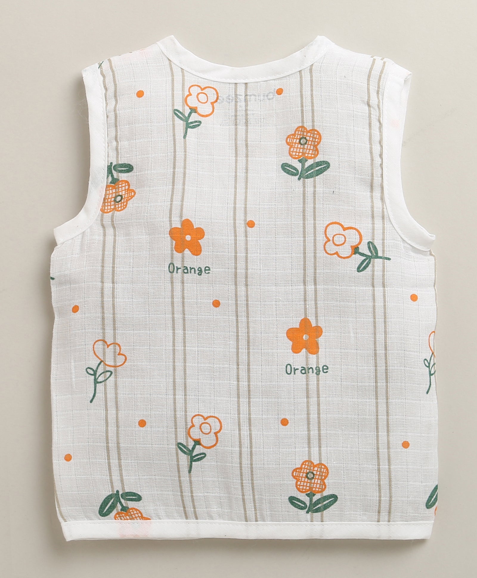 White Baby Girls Sleeveless Pure Cotton Muslin Jabla & Short Set