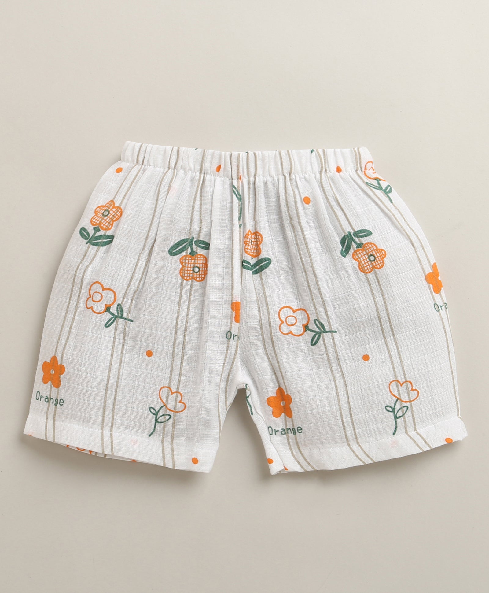 White Baby Girls Sleeveless Pure Cotton Muslin Jabla & Short Set