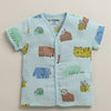 Boys Half Sleeves Pure Cotton Muslin Jabla Blue & White Pack of 2